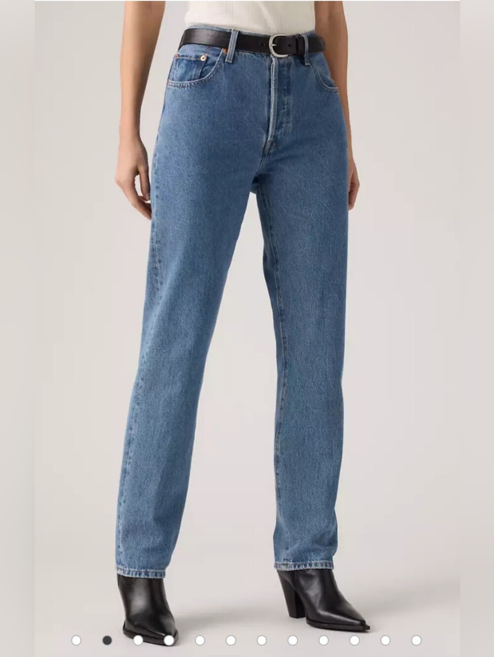 Levi's Premium 501 Blue Jeans 27 X 28 Big E Leather Patch School Indie Sleeze